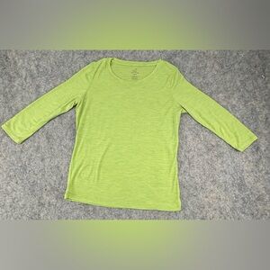 Woolx | Jenny Merino Wool Blend Crew Neck | 3/4 Sleeve | Lime Green | Size Small